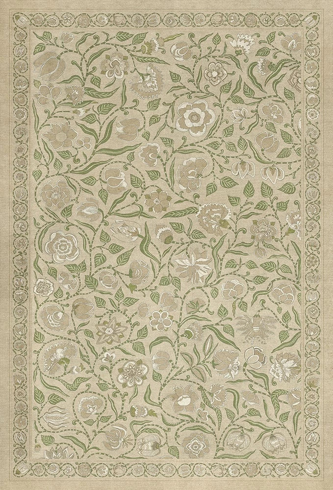 Williamsburg Antique Floral A Chilly Peace 38×56 Vinyl Floorcloth