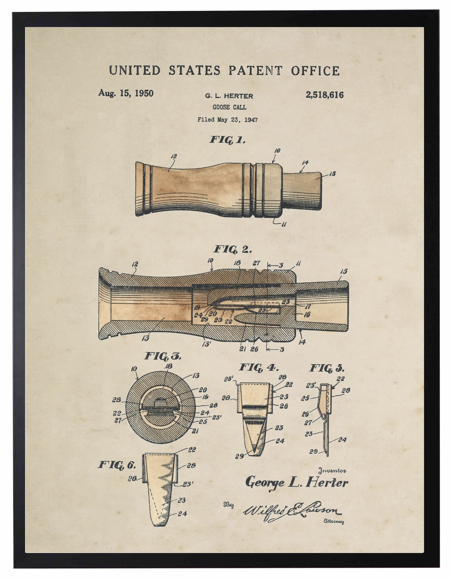 G. L. Herter Goose Call Framed Watercolor Print