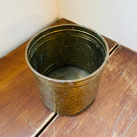 Small Grapevine Brass Pot- Vintage