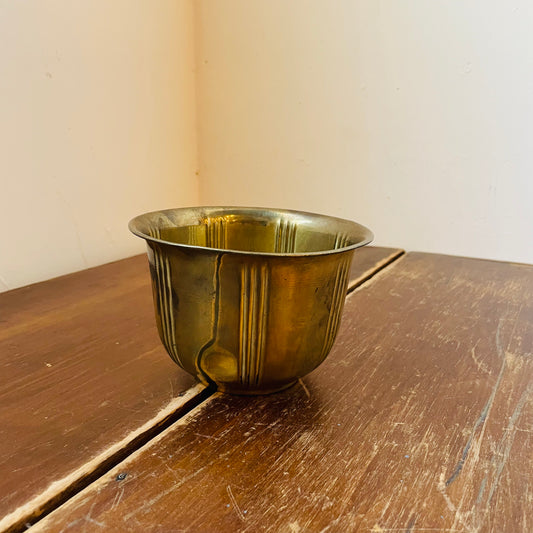 Small Fluted Brass Pot- Vintage