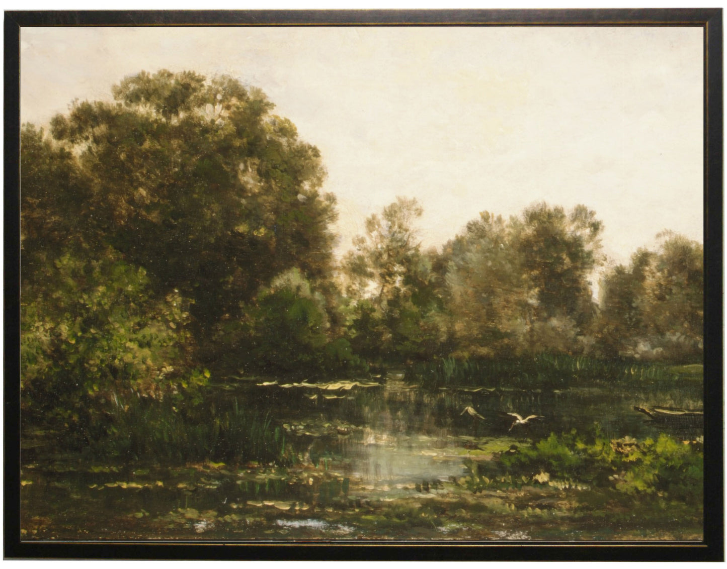 Framed Vintage Oil Painting Reproduction of a Pond