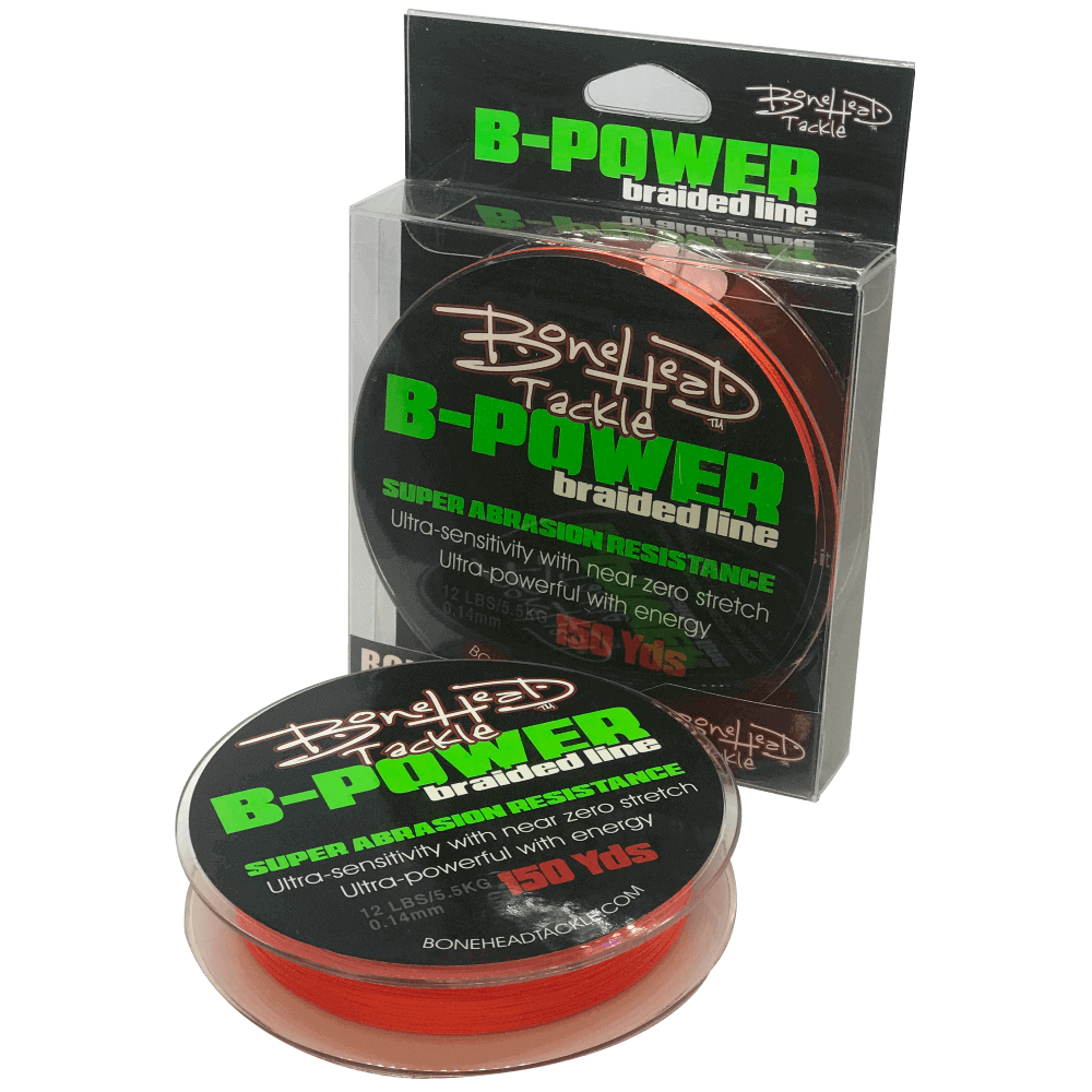 BoneHead Tackle Braided Fishing Line 4X 12LB 150 Yards / Orange BoneHead Tackle Braided Fishing Line 4X 12LB 150 Yards / Orange