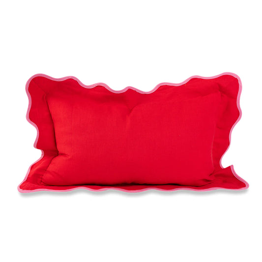 Darcy Linen Lumbar Pillow Cherry + Light Pink