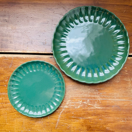 Green Stoneware Fluted Plate