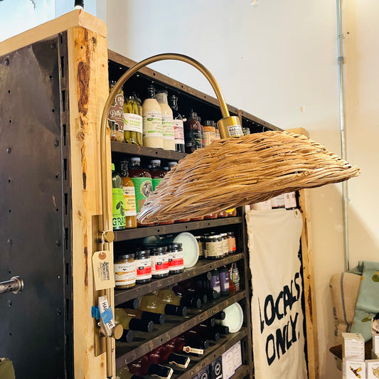 Rattan & Brass Wall Light