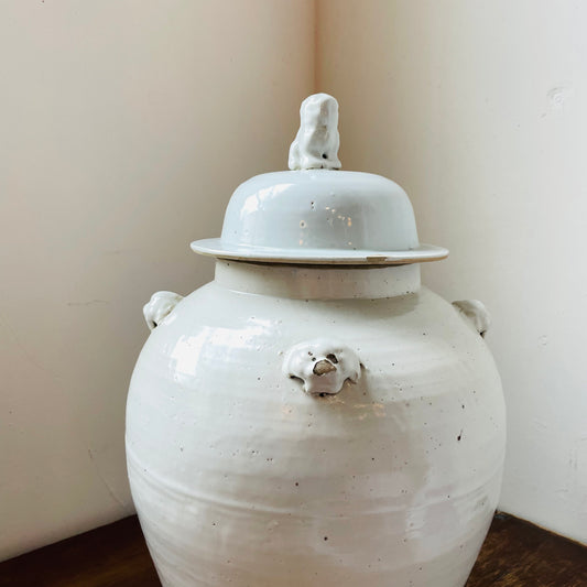Rustic White Porcelain Temple Jar