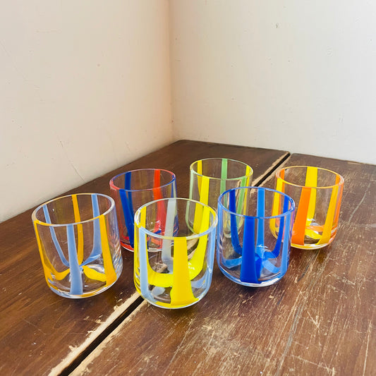 Set of 6 Terrazzo Striped Tumbler Glasses