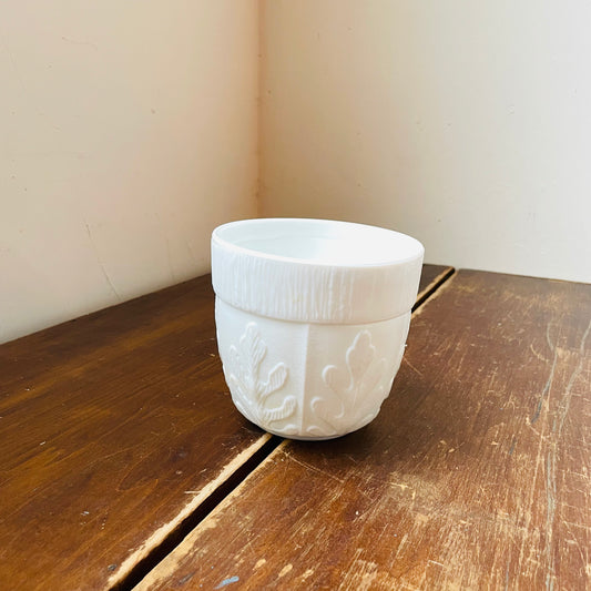 FTD Oak Leaf Milk Glass Planter- Vintage