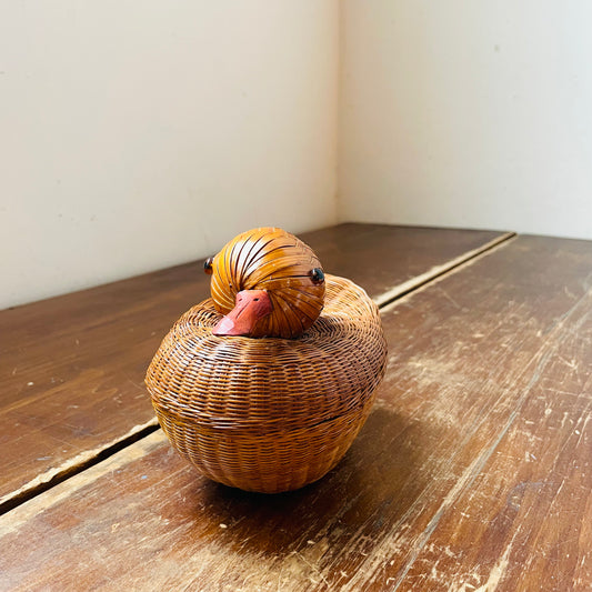 Woven Duck Lidded Basket from People's Republic of China- Vintage