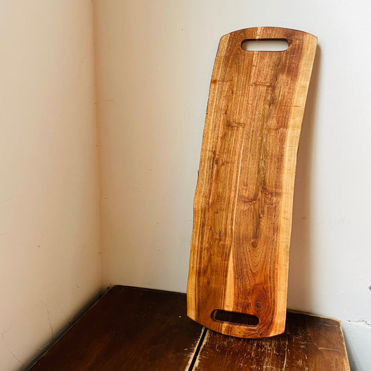 Wooden Live Edge Serving Board with Handles
