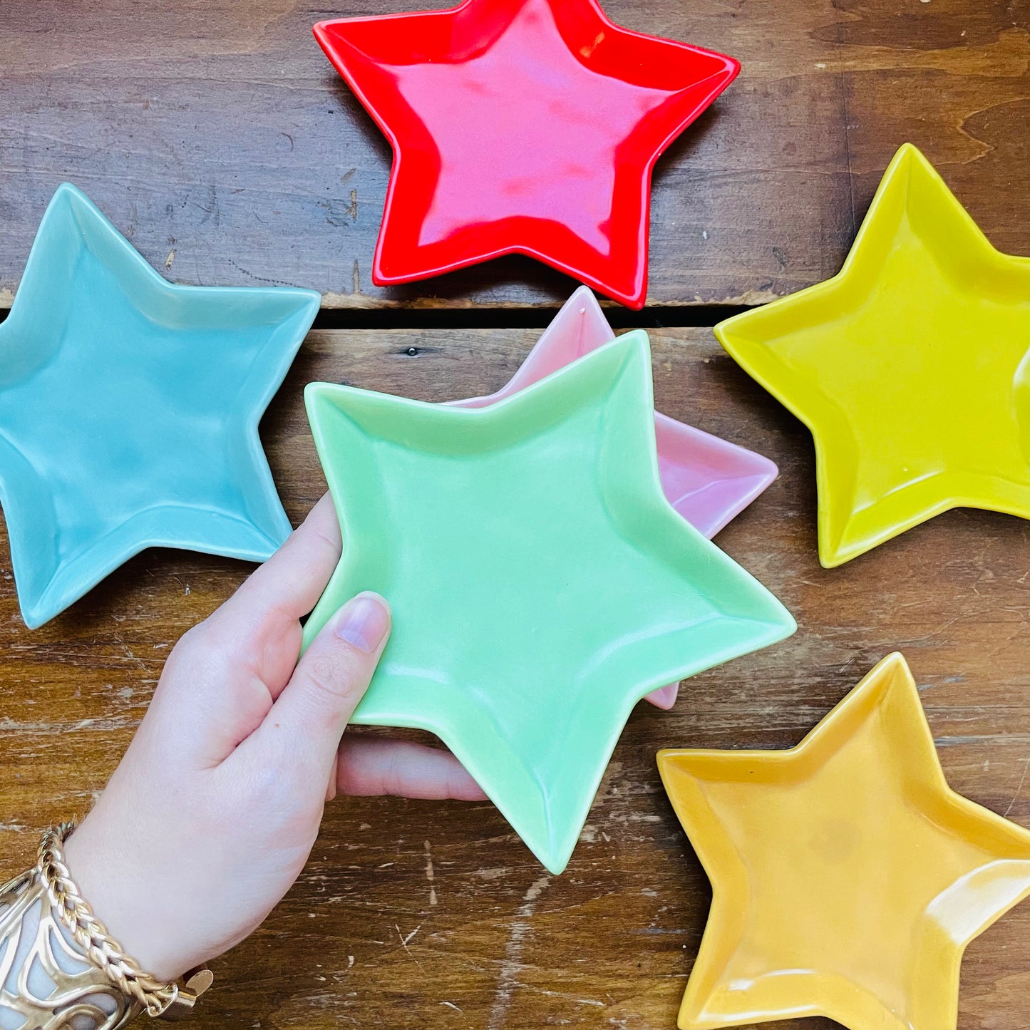 Colorful Stoneware Star Shaped Dish