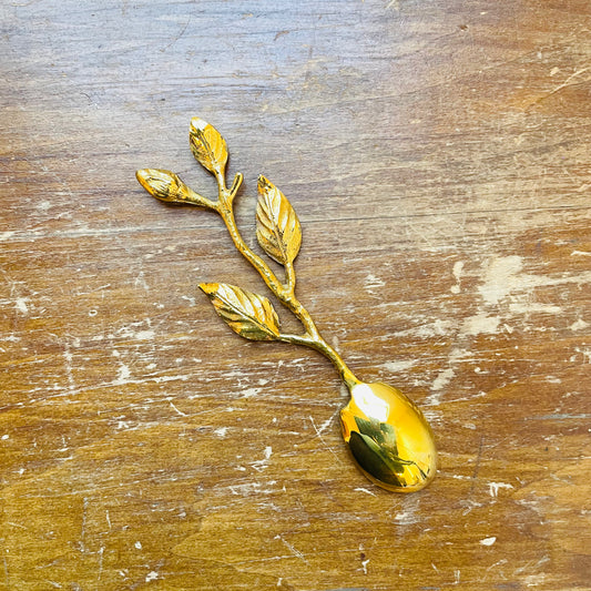 Brass Leaf & Bud Tea Spoon
