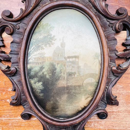 Fabric Print in Ornate Frame-Vintage