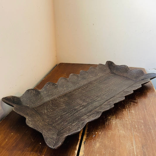 Dapper Home Black Mango Wood Scalloped Tray