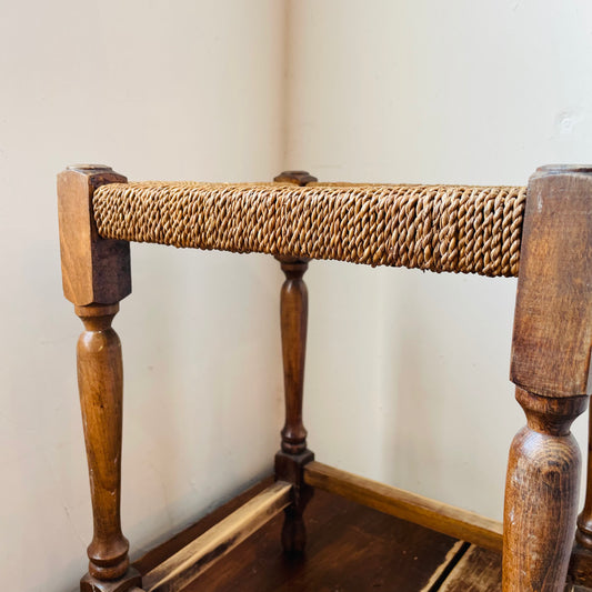 Dutch Woven Rush Stool- Vintage
