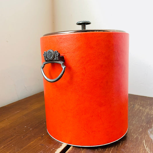 1960's Scarlet Orange Ice Bucket- Vintage