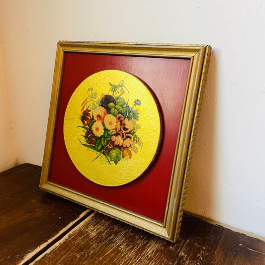 Set of Framed Deco-paged Florals- Vintage