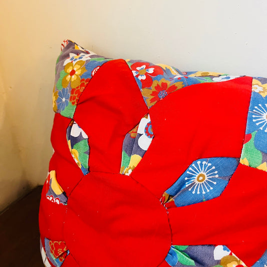 Red Sun Quilt Pillow- Vintage