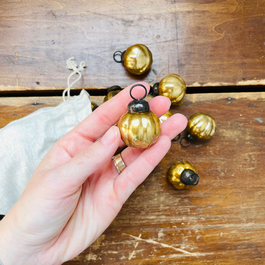 Antique Gold Finish 1" Ornaments- Set of 36
