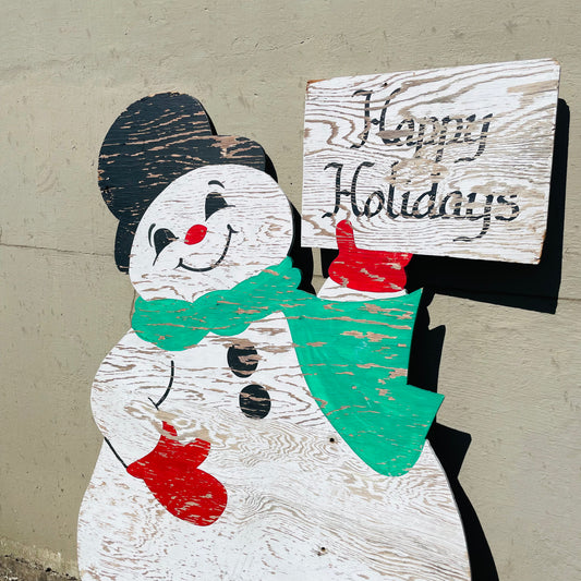 "Happy Holidays" Frosty Yard Sign- Vintage