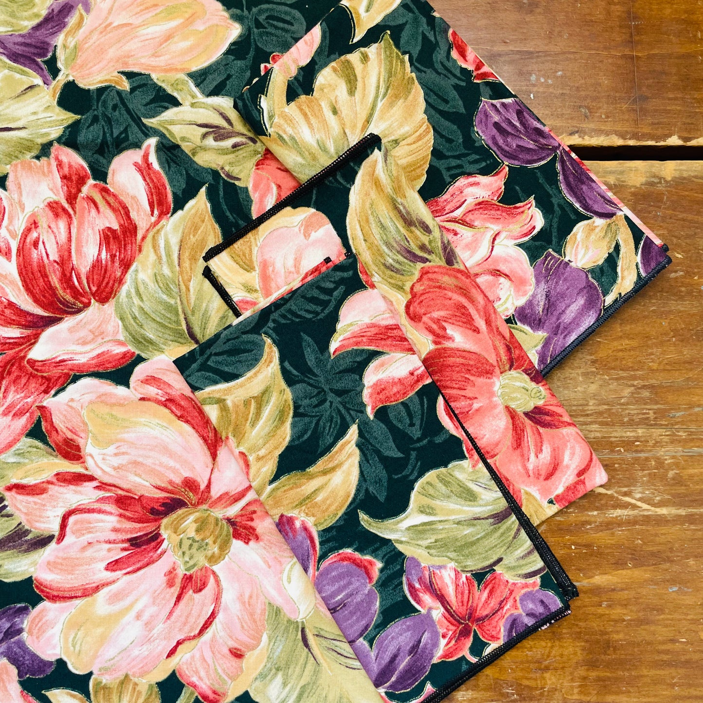 Pink & Purple Floral Set of 4 Napkins- Vintage