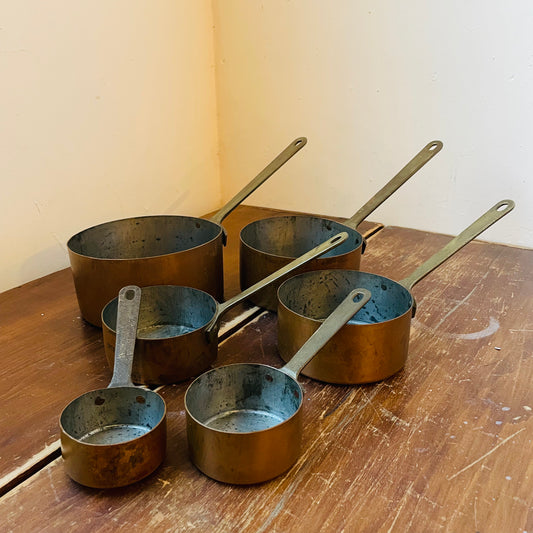 French Nesting Copper Pans- Antique
