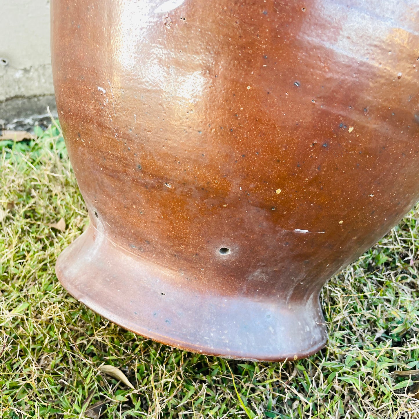 Large Stamped Brown Glazed French Confit Pot- Antique