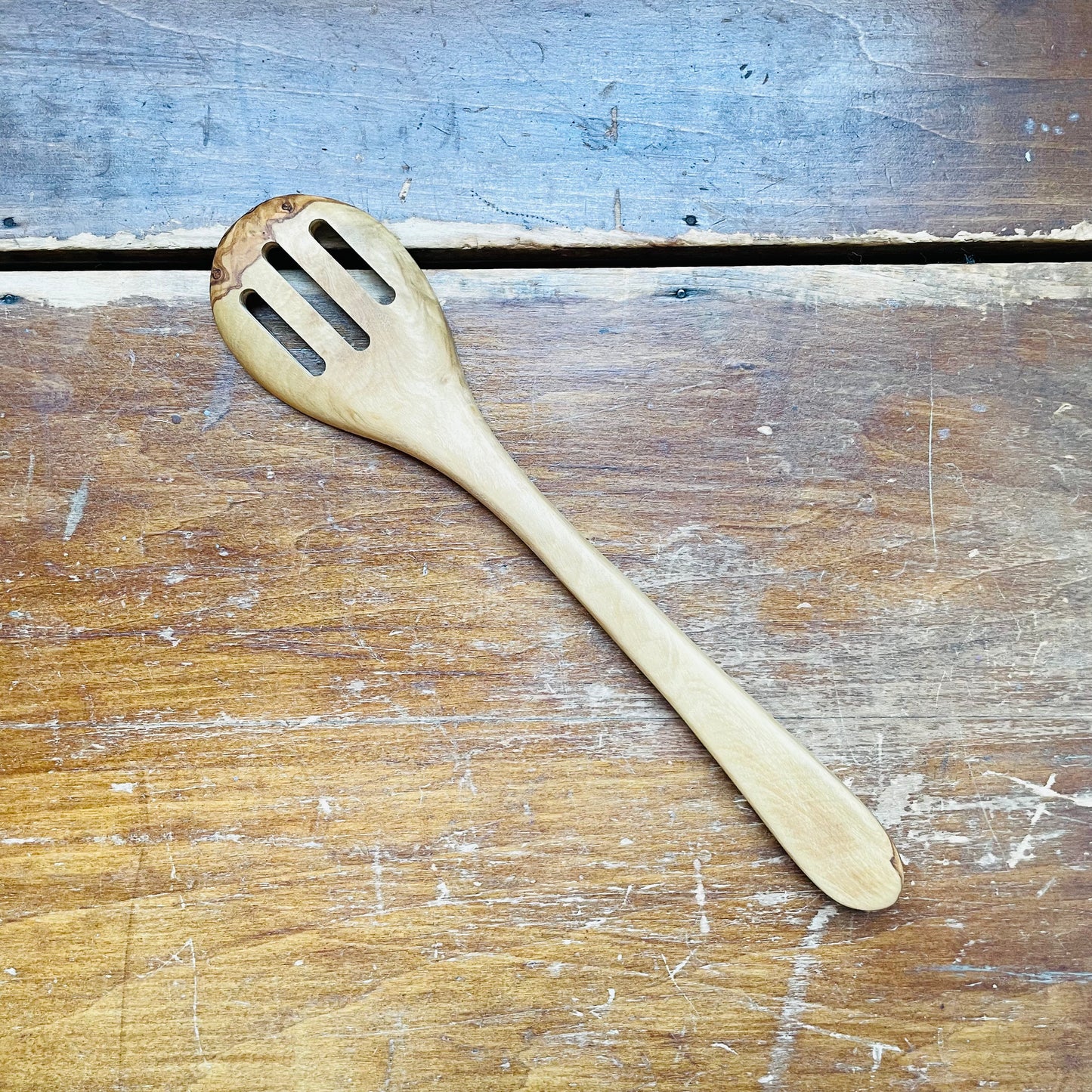 Handmade Olive Wood Slotted Spoon
