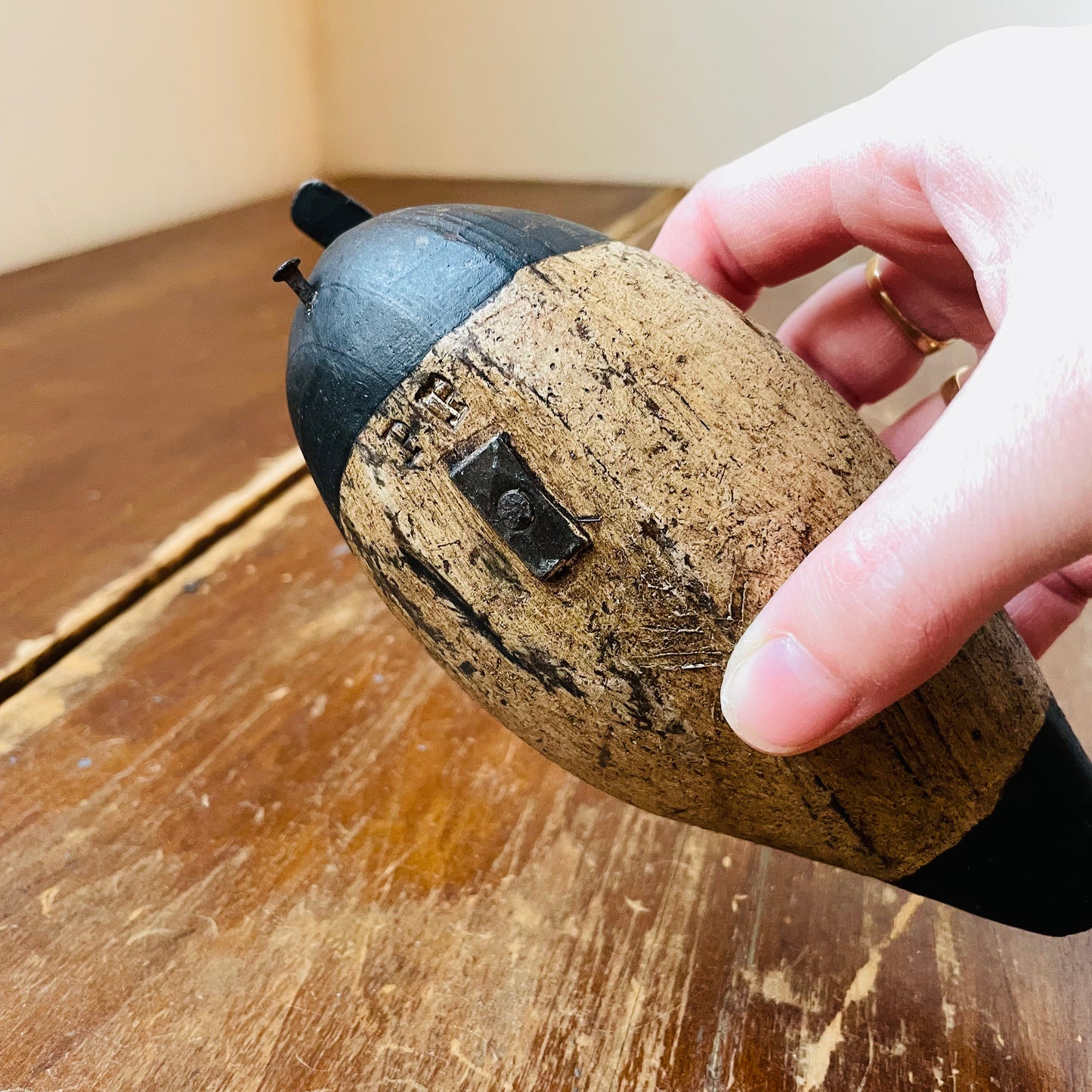 "PP" Stamped Wooden Mini Canvasback Decoy- Vintage