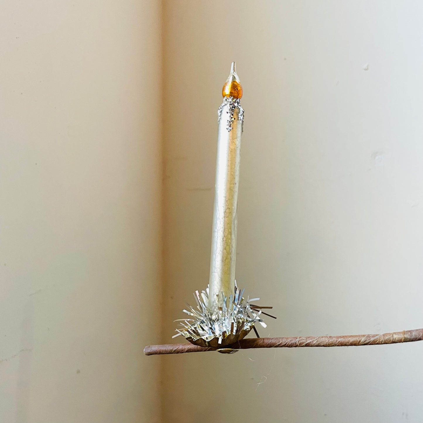 Ivory Taper Candle Clip-on Ornament