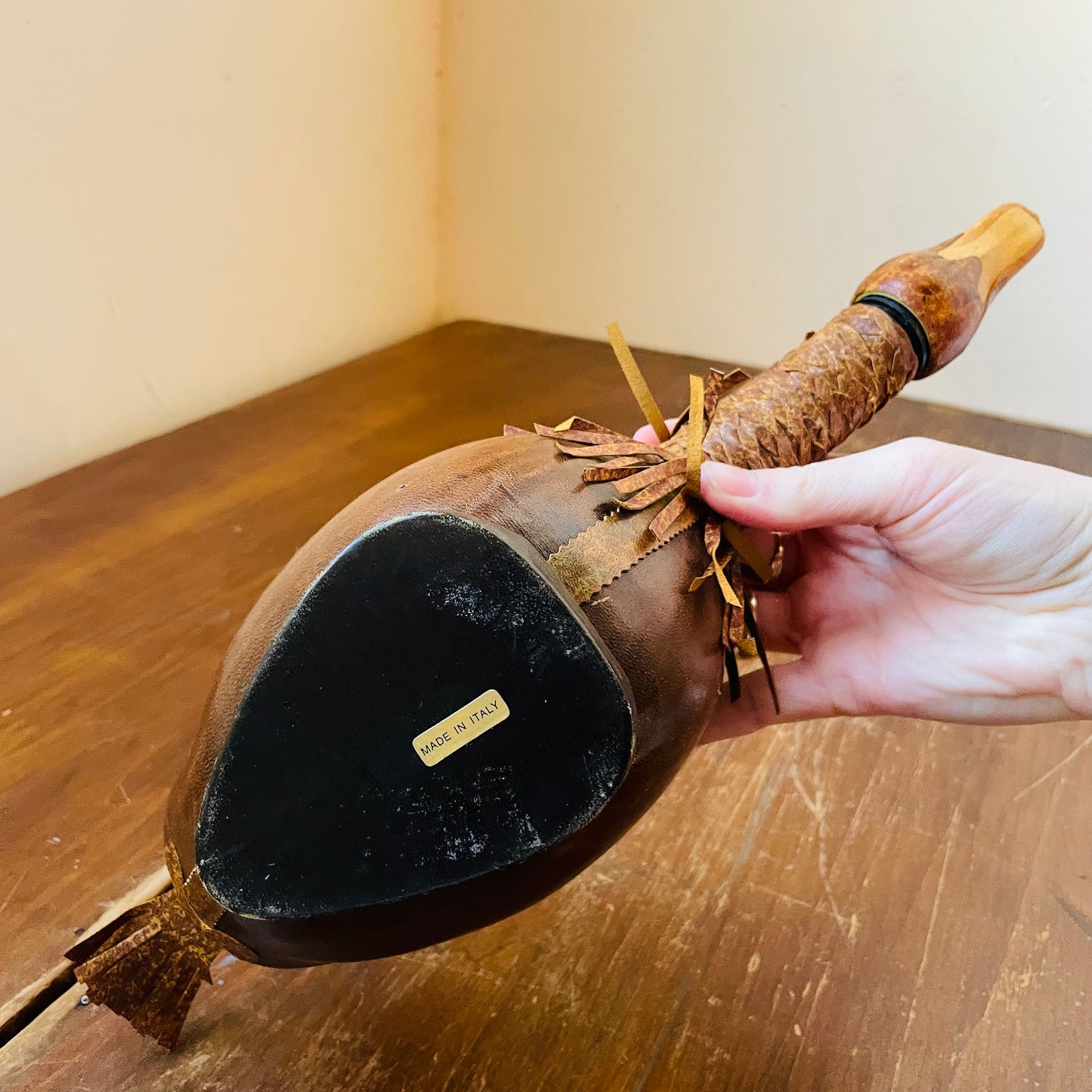 Italian Leather Duck Decanter- Vintage