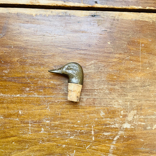 Brass Duck Head Bottle Stopper- Vintage