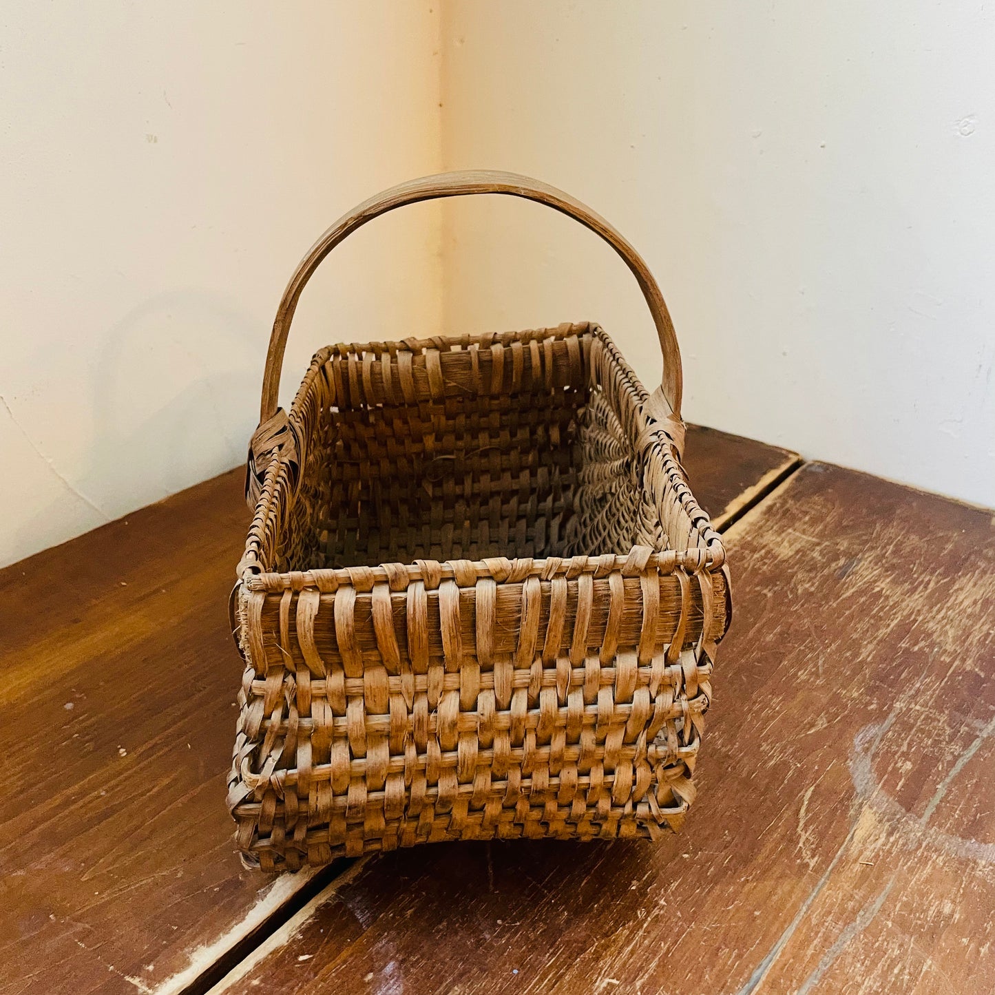 Brown Woven Butt Basket- Vintage