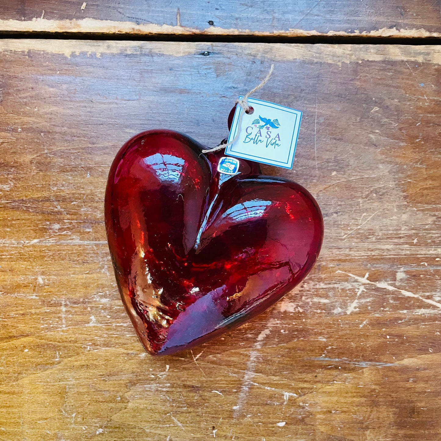 Red Medium Blown Glass Heart