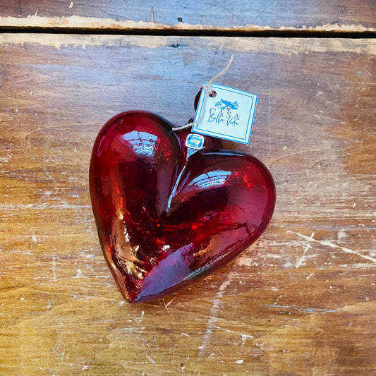 Red Medium Blown Glass Heart