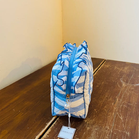 Blue Fancy Large Zip Pouch