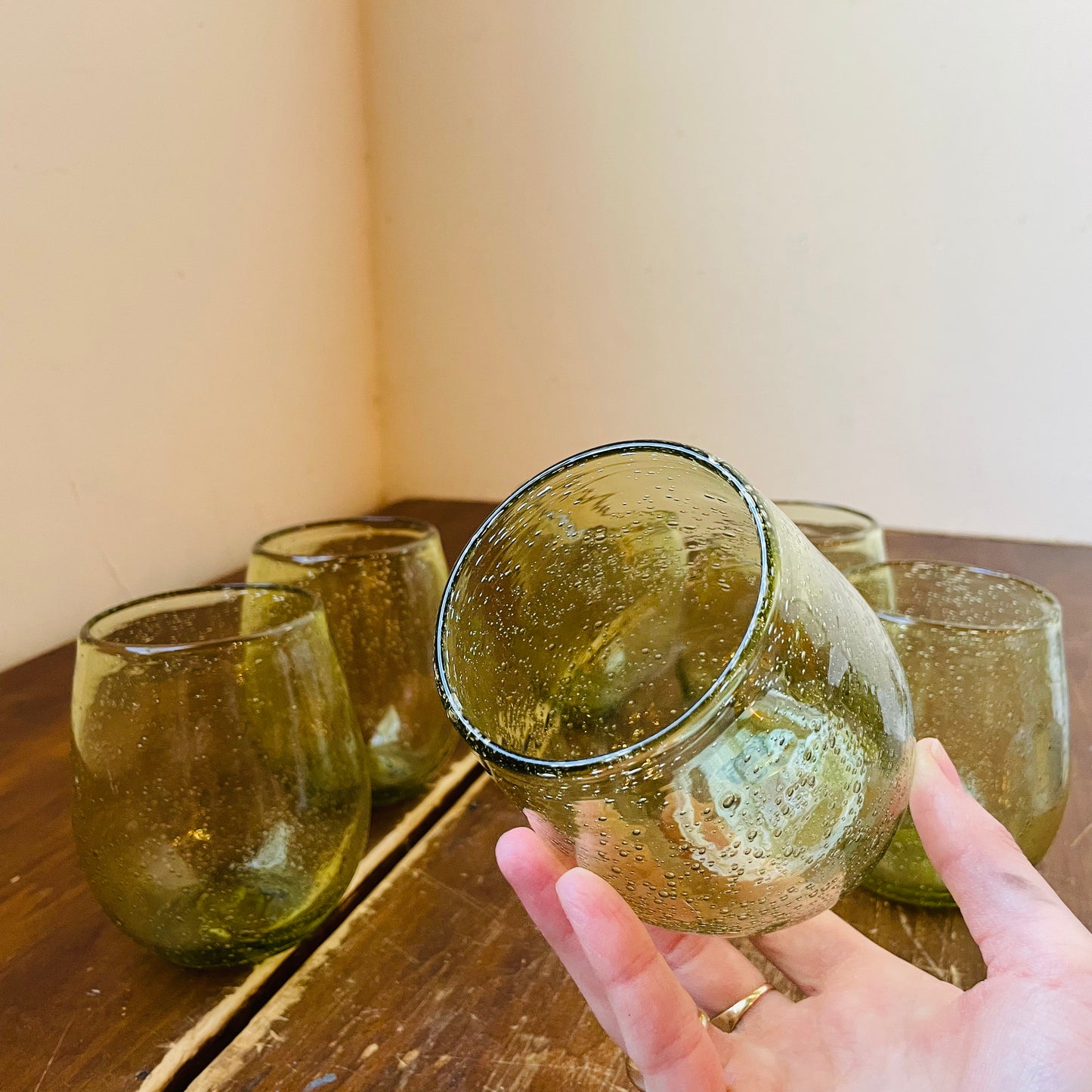 Foliage Stemless Bubble Wine Glass Set of 6