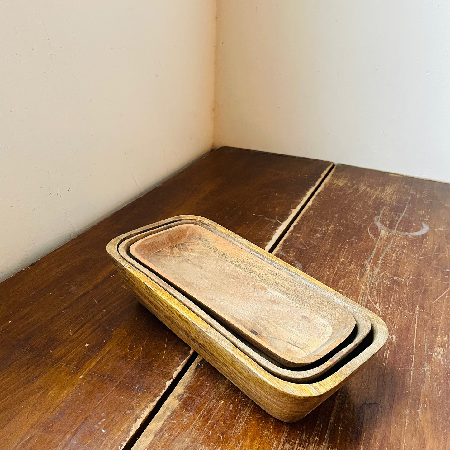 Mango Wood Nested Platter Set of 3