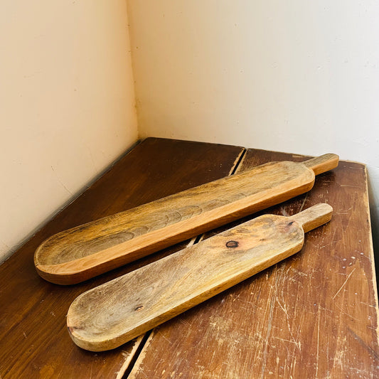 Mango Wood Paddle Serving Tray Set