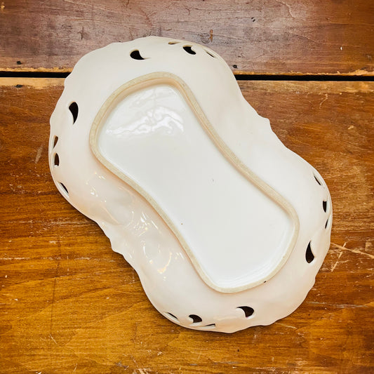 Lotus Leaf Plate with Iris & Flowers- Vintage