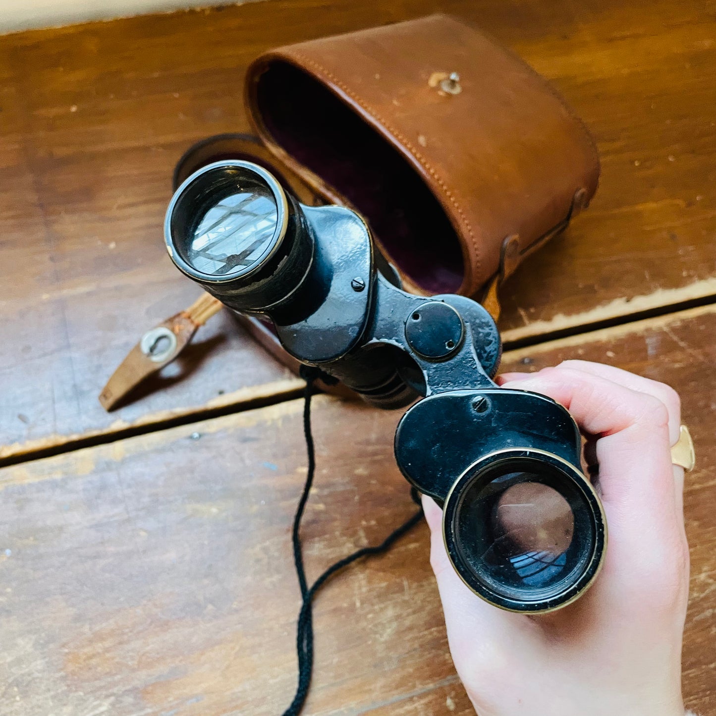 Aitchison London Binoculars in Leather Case- Vintage