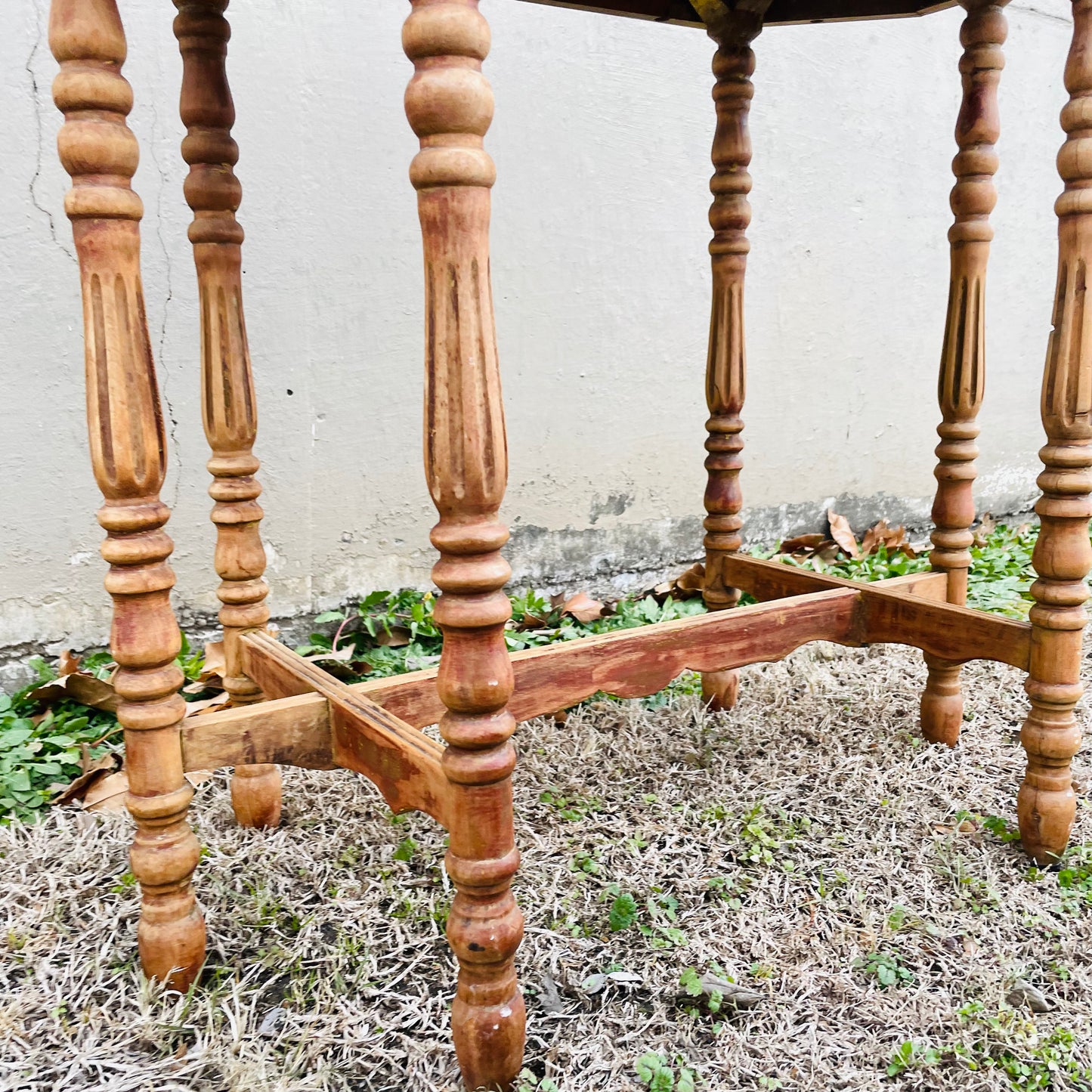 Shabby Chic Wooden Spindle Leg Table- Vintage