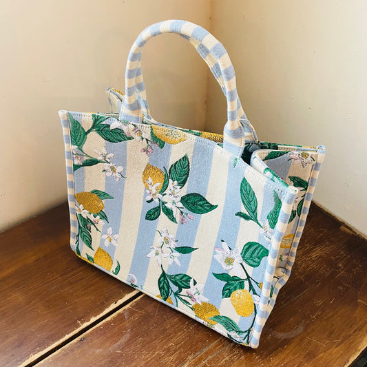 Lemon Stripe Jacquard Tote