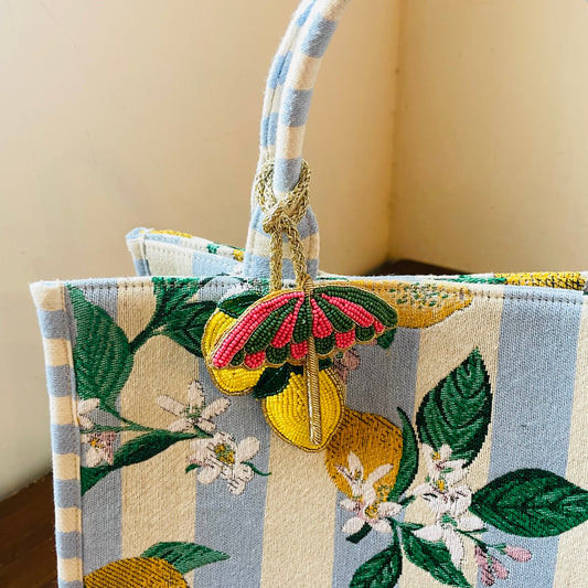 Lemon & Beach Umbrella Beaded Bag Charm