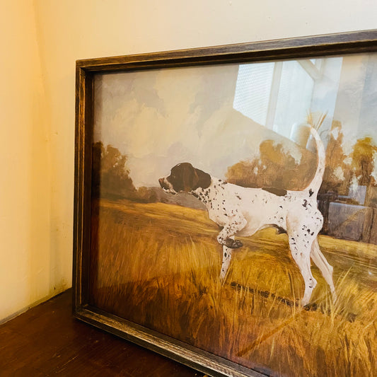 German Short Haired Pointer Print in Wood Frame