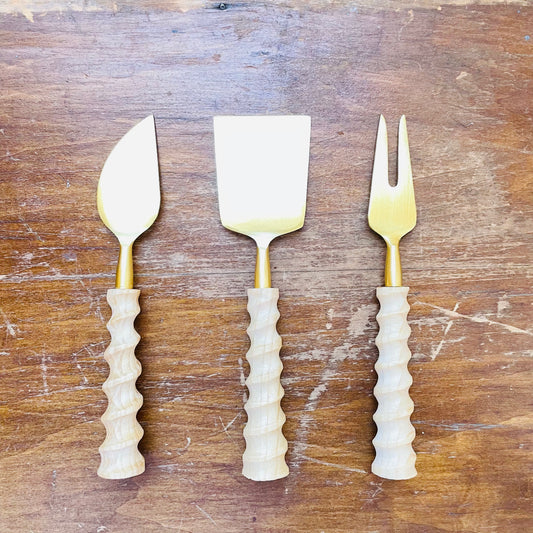 Twisted Teakwood Cheese Knives