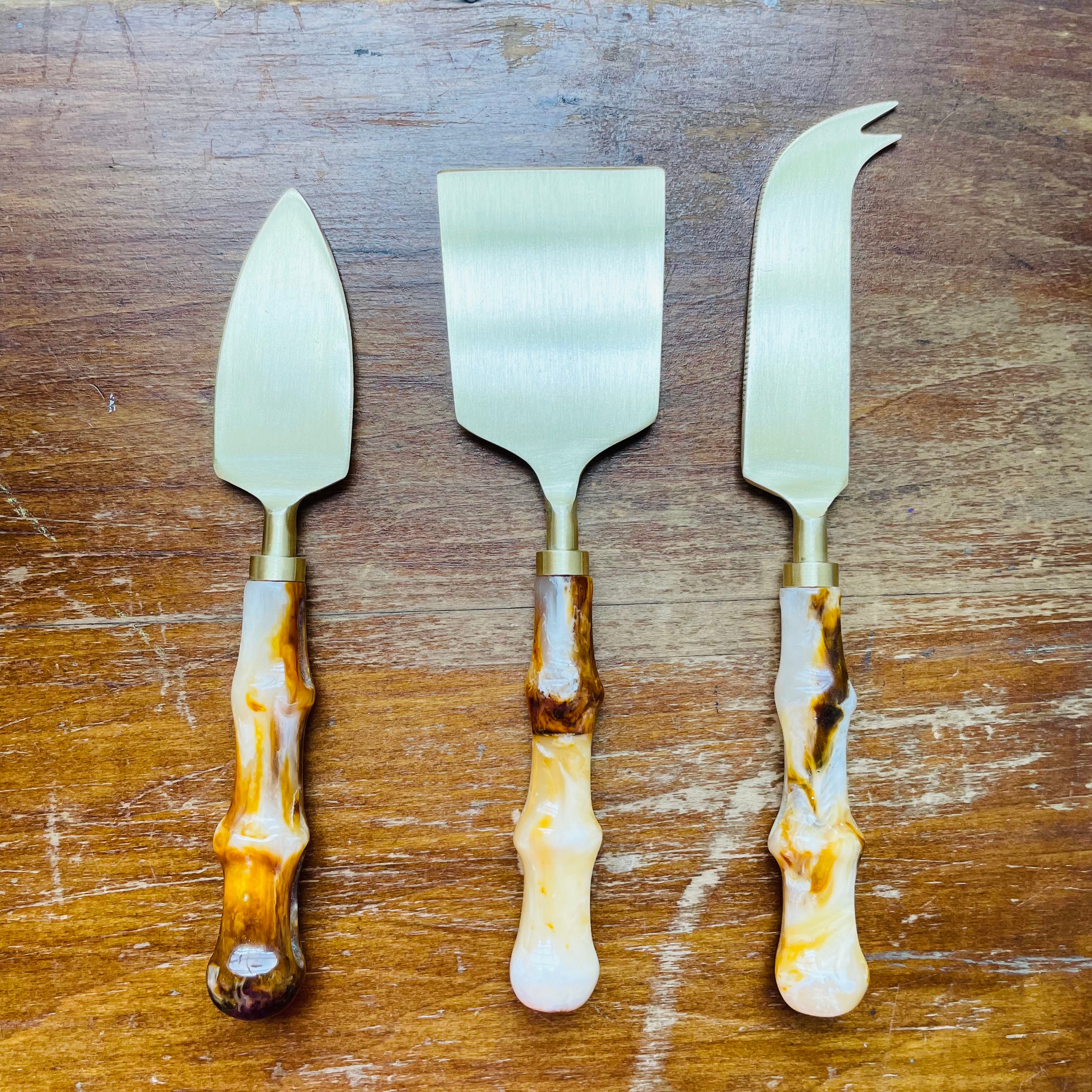 novelty cheese knife set bone leaf