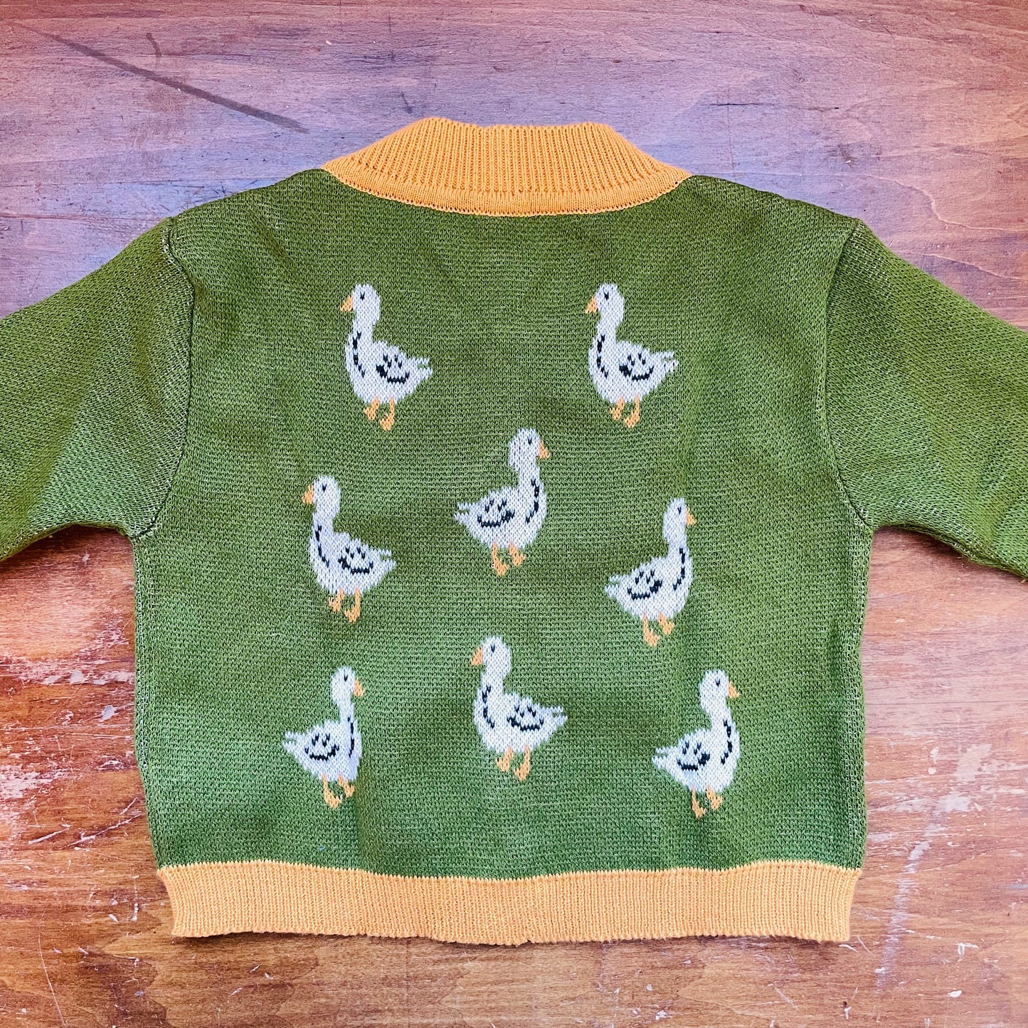 Country Geese Cotton Knit Baby Cardigan