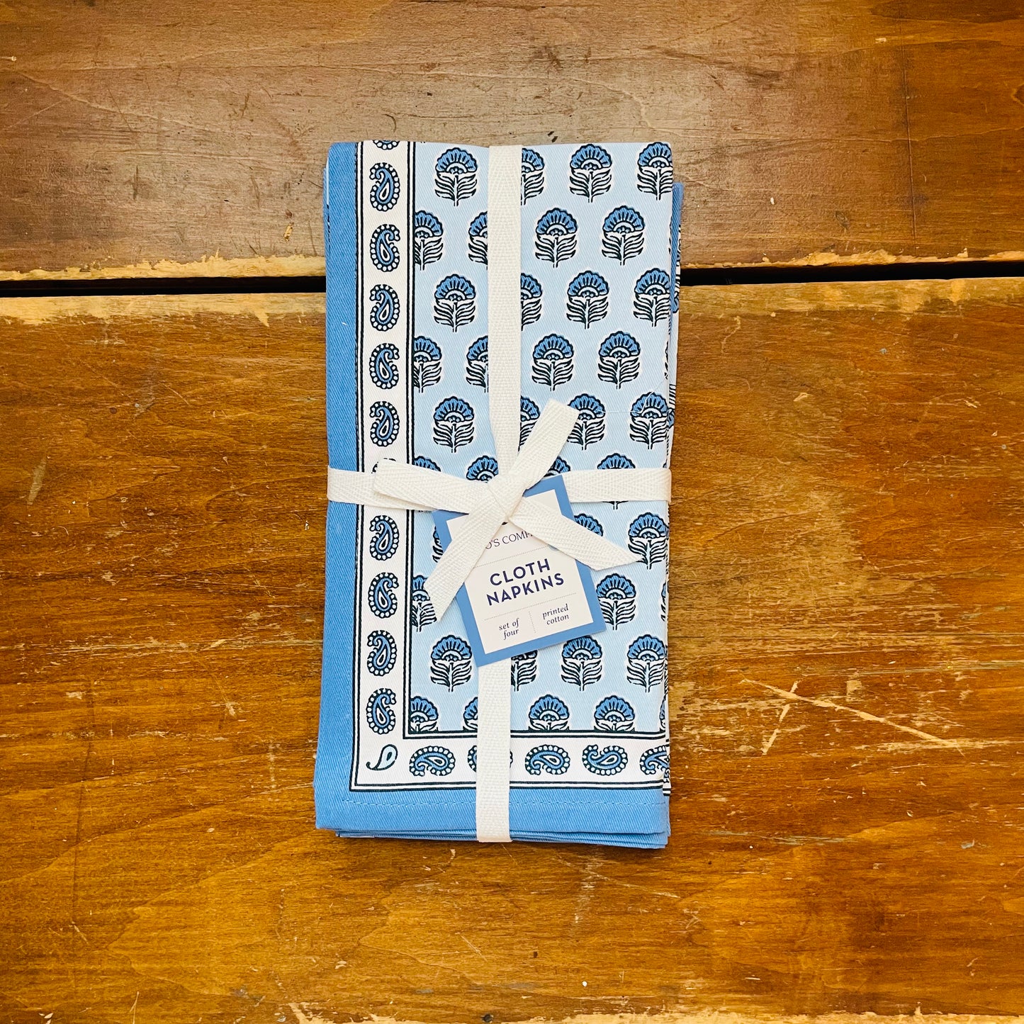 Chinoiserie Blue Block Print Napkin- Set of 4