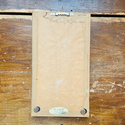 Bamboo Framed Hand-painted Porcelain Tile- Vintage